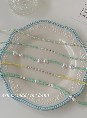 甜美彩色夏天黄色系圆珠链