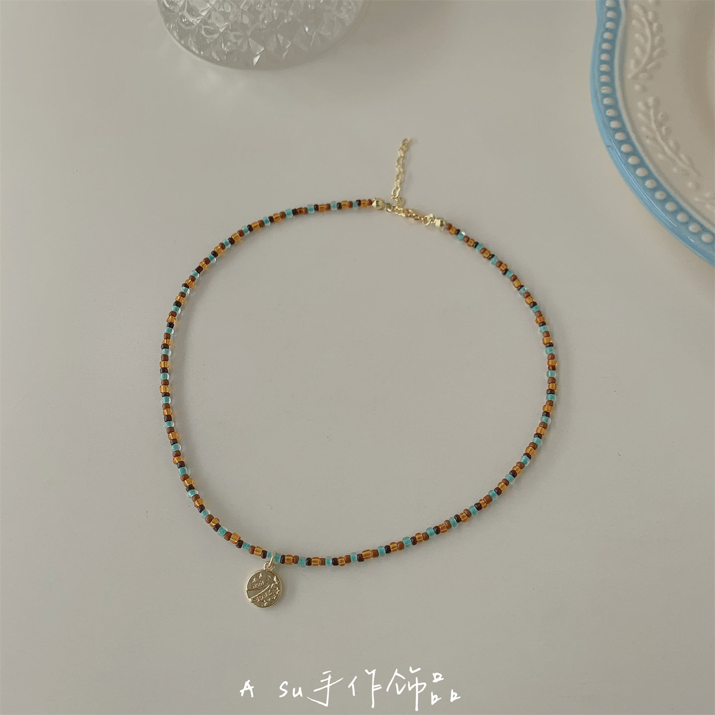 【满25包邮】气质复古串珠项链女锁骨链