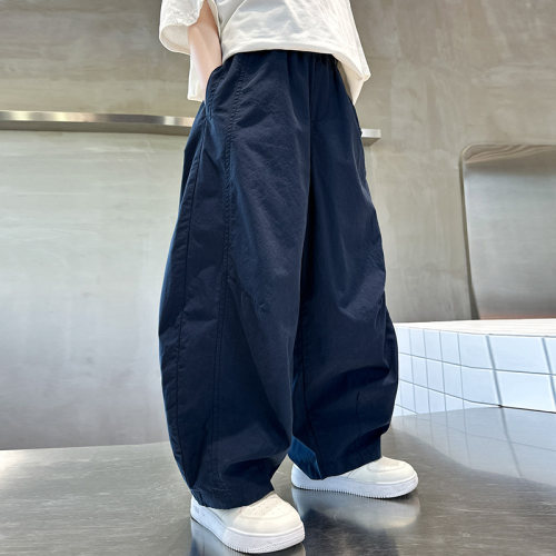 男童夏装网红弯刀裤薄款2026新款儿童夏季休闲长裤男孩宽松防蚊裤