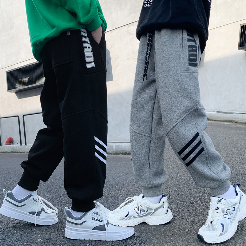 儿童裤子秋冬运动裤男童冬季加绒休闲卫裤中大童新款男孩宽松长裤