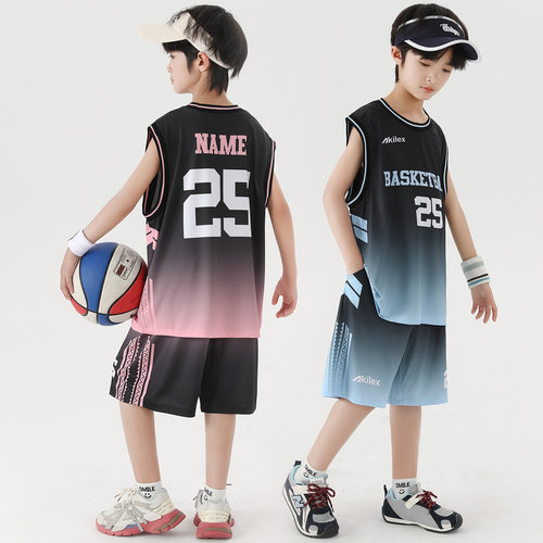 男童夏季篮球服套装儿童速干透气背心运动服大男孩无袖冰丝潮球衣