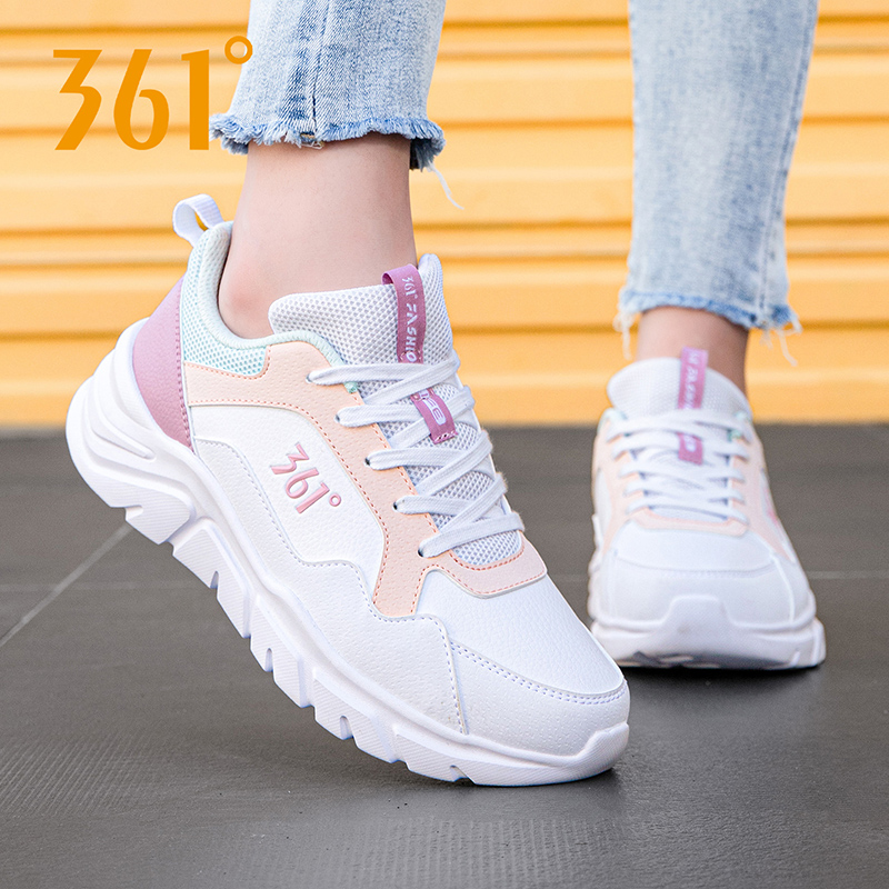 361女鞋2025冬季新款皮面防水运动鞋361度正品跑鞋女款轻便休闲鞋