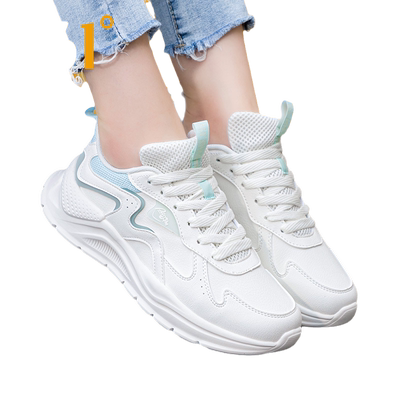 361女鞋皮面防水跑步鞋子厚底