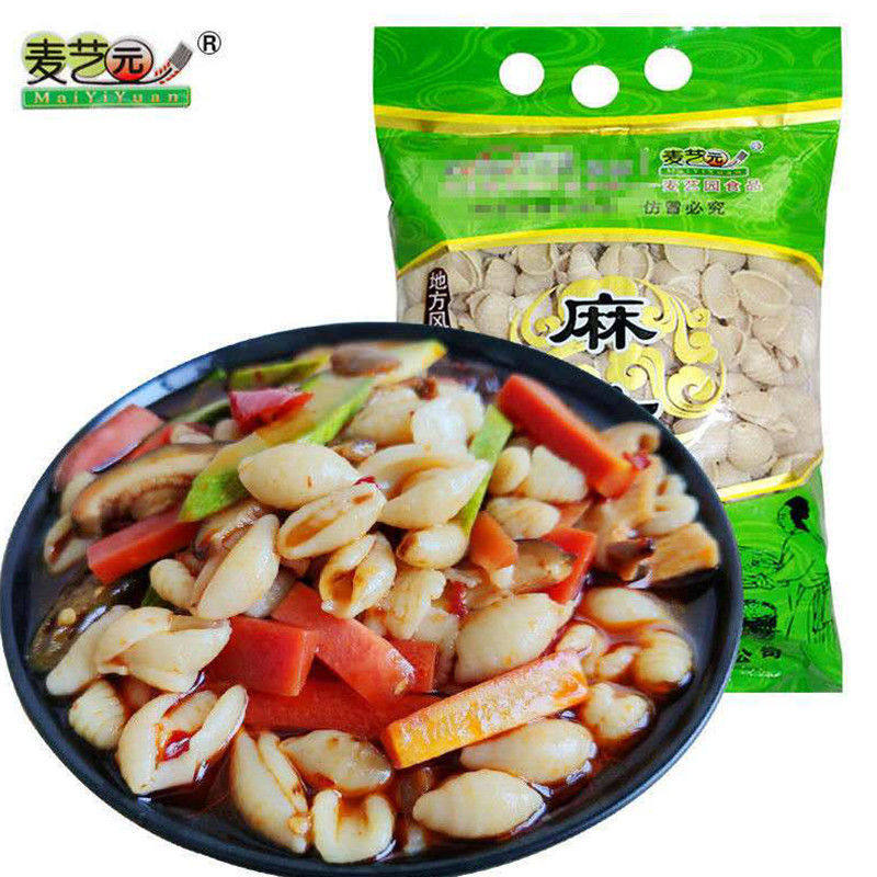 陕西安康特产麦艺园速食猫耳朵烩麻什炒海田螺麻食面350g/袋小吃