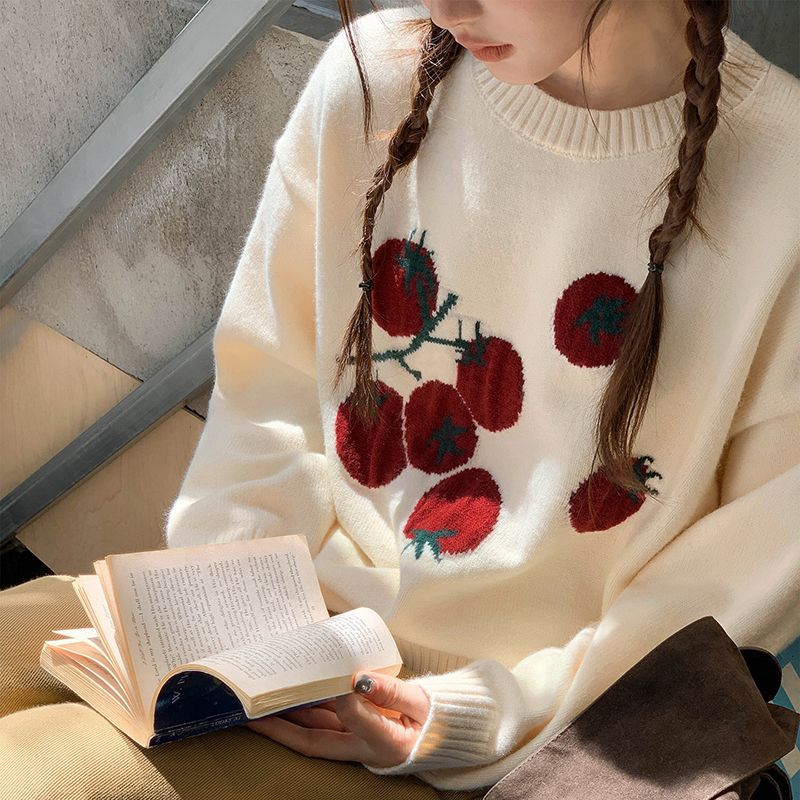 卡农串收小番茄圆领基础款宽松番