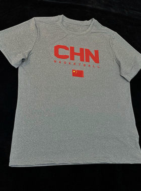 中国红色短袖男篮国家队篮球热身训练服运动速干高弹跑步宽松T恤