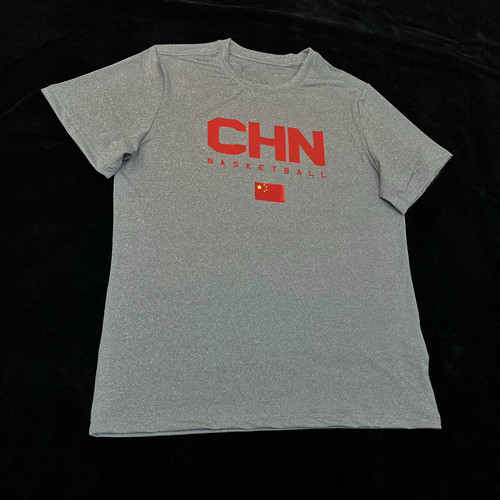 中国红色短袖男篮国家队篮球热身训练服运动速干高弹跑步宽松T恤