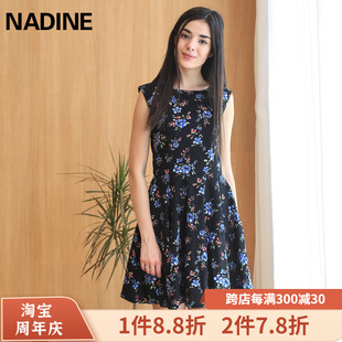 新款 NADINE菠萝格纹小碎花连衣裙大裙摆背心裙女夏季 打底裙子显瘦