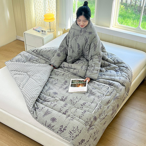 冬天豆豆绒懒人被车载两用抱枕被玩手机老人护肩儿童防踢被子