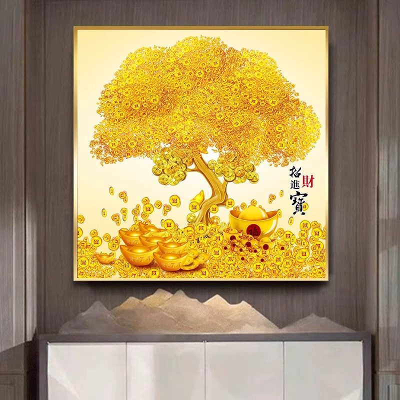 招财进宝十字绣2025新款线绣客厅手工刺绣简约现代发财树餐厅卧室