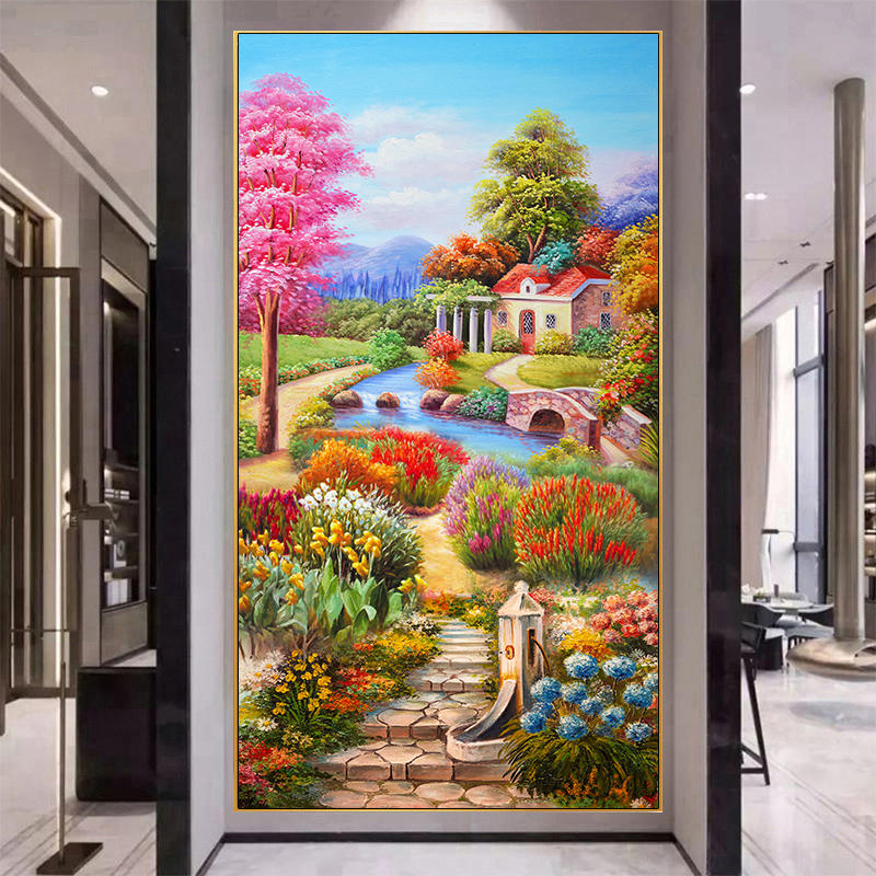 欧式田园玄关十字绣线绣简约现代