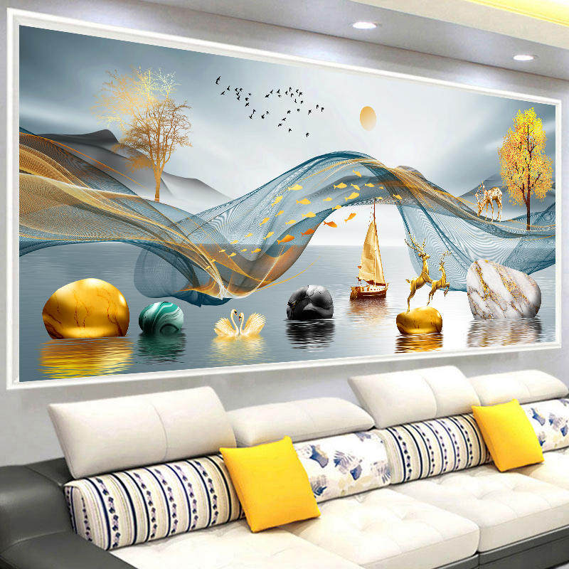 十字绣新款线绣客厅简约现代发财麋鹿刺绣风景画手工自己全绣满绣,居家布艺,钻石绣,淘宝优惠券,粉丝福利购,淘宝优惠卷