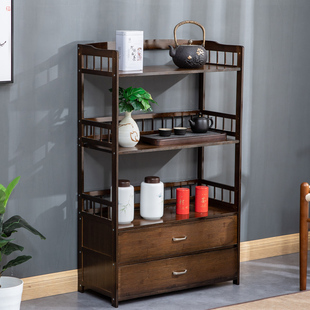 茶叶柜落地收纳储物柜客厅实木边柜边几办公室茶水茶具置物架茶柜