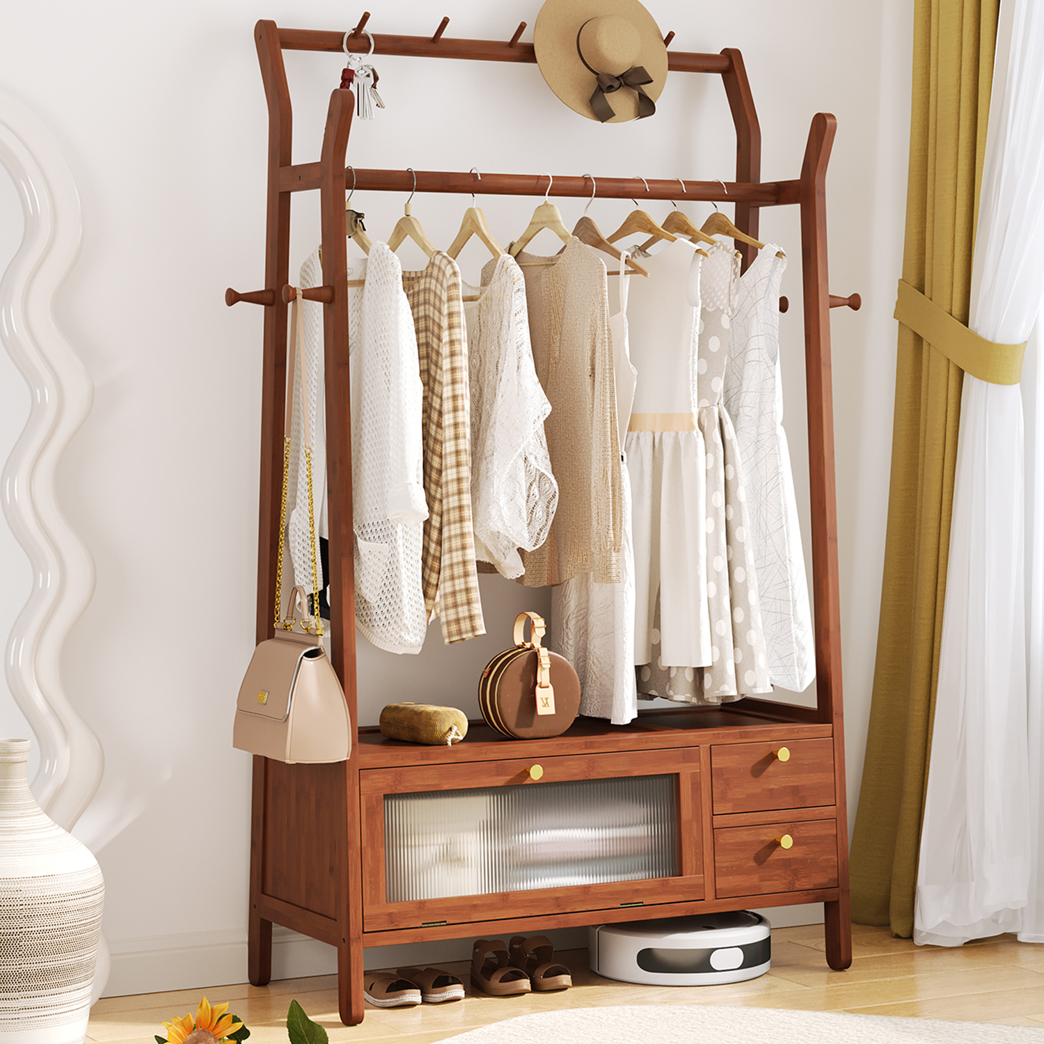 落地式衣帽架家用可移动挂衣架