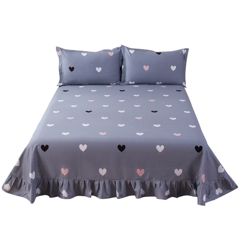 品牌纯棉床单件带花裙边荷叶100全棉南通家纺2024新款四季用双人