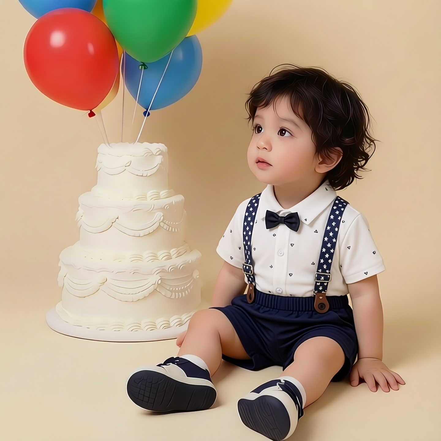 男童绅士背带套装生日派对表演服蝴蝶结领结百天周岁背带裤韩版夏