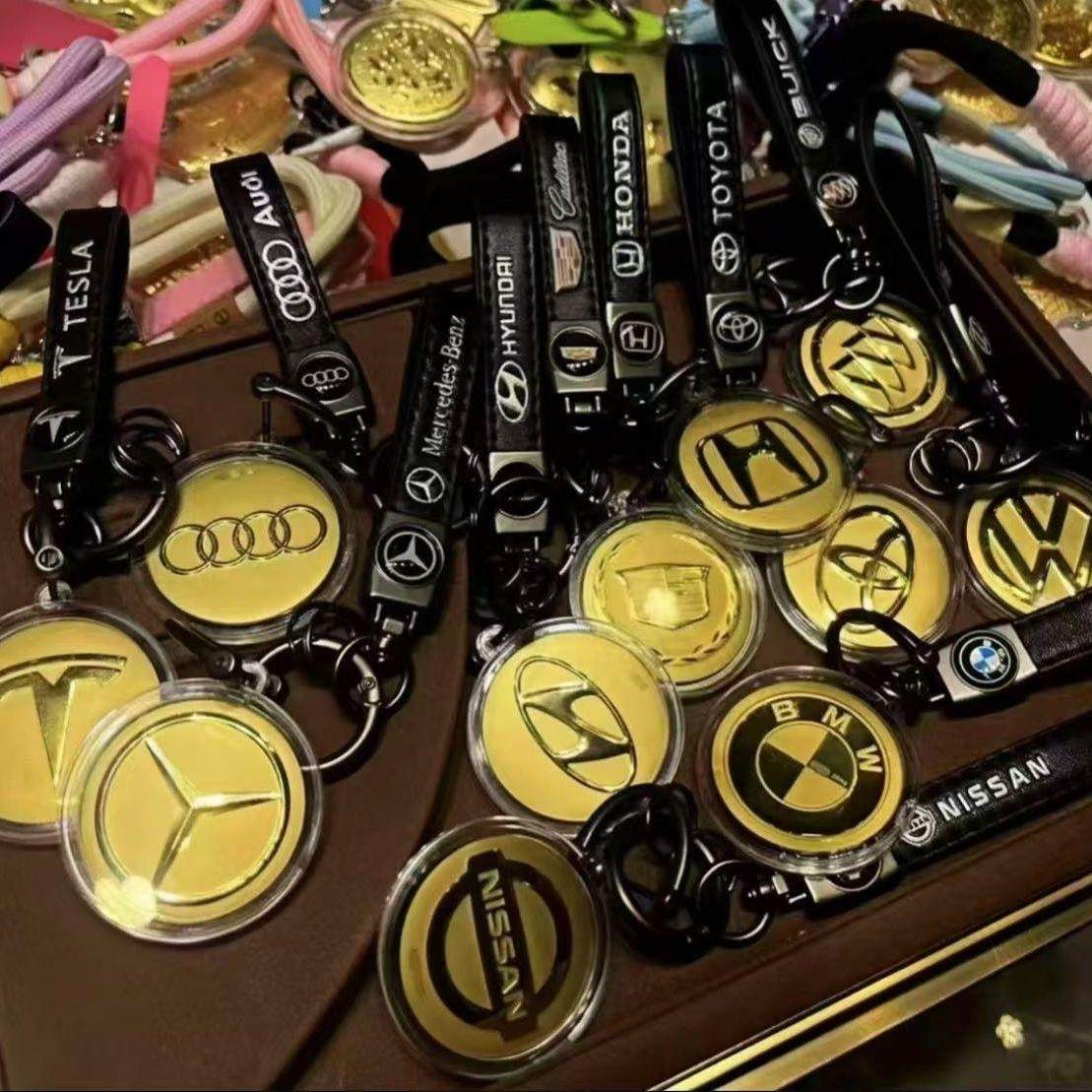 999足金钥匙扣20mg车标奔驰宝马特斯拉本田丰田汽车钥匙扣礼