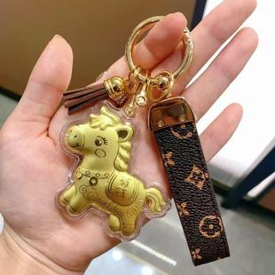 水贝黄金999足金20mg马上有钱暴富钥匙扣链挂件包包挂饰礼品