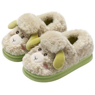 可爱小羊棉拖鞋女士冬季包跟2025新款室内家居保暖毛毛加绒棉鞋女