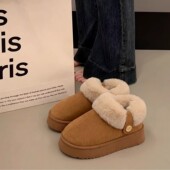 女款 冬季 2026新款 高帮棉鞋 包跟室内家居保暖加绒毛毛外穿棉拖鞋 女