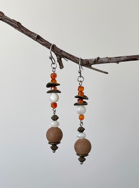 微瑕古法中药合香珠 | 原创设计纯手工复古百搭简约气质耳环耳夹