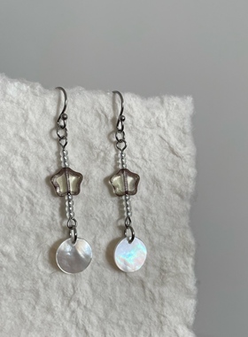 尾生之信 | 原创冷淡捷克珠+贝壳百搭简约气质日常防敏耳环耳夹女