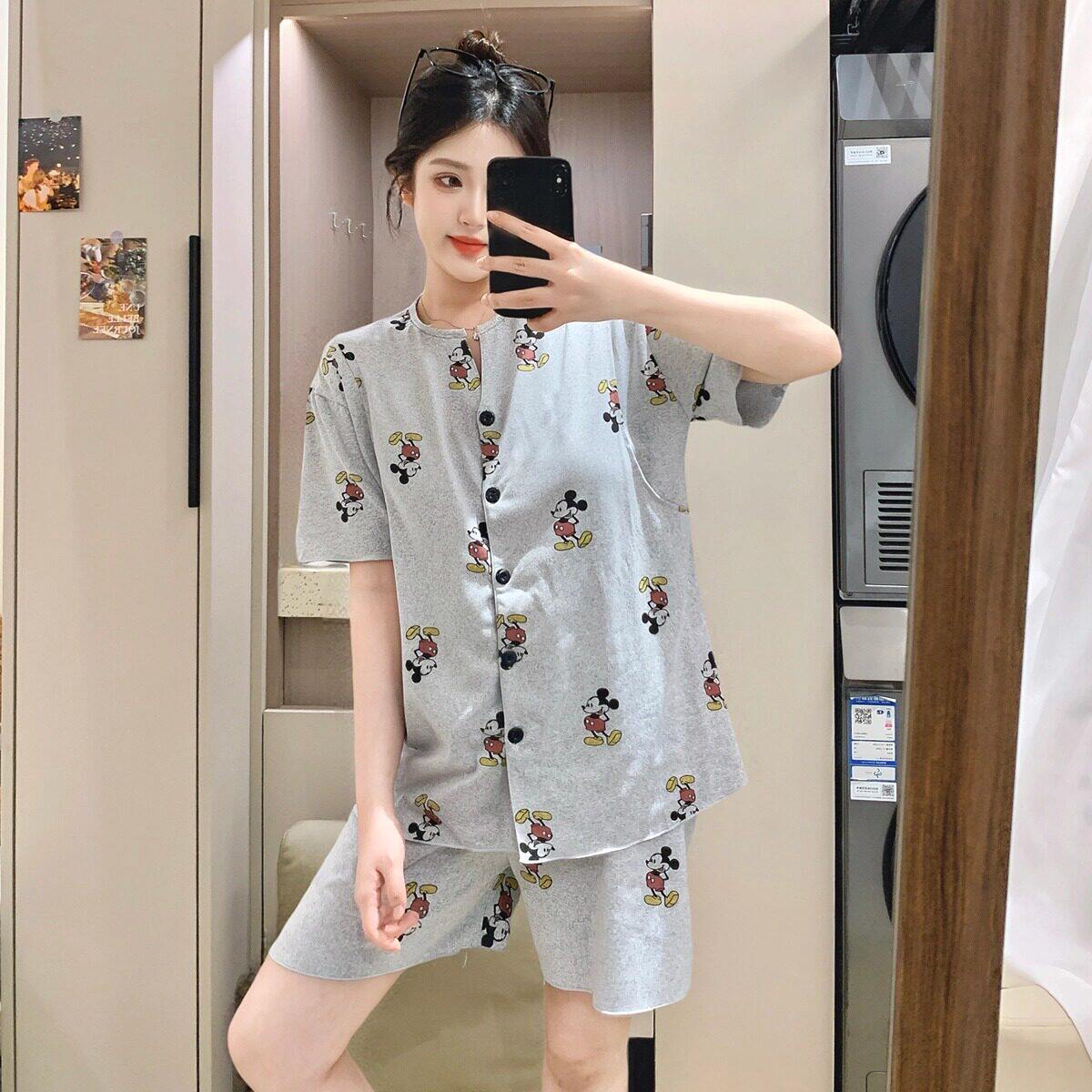 哺乳两件套薄款冰丝棉夏装喂奶期家居夏季月子服产后短袖孕妇睡衣