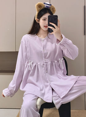 德绒磨毛月子服秋冬纯棉产后加厚款孕妇睡衣春秋季哺乳带胸垫家居