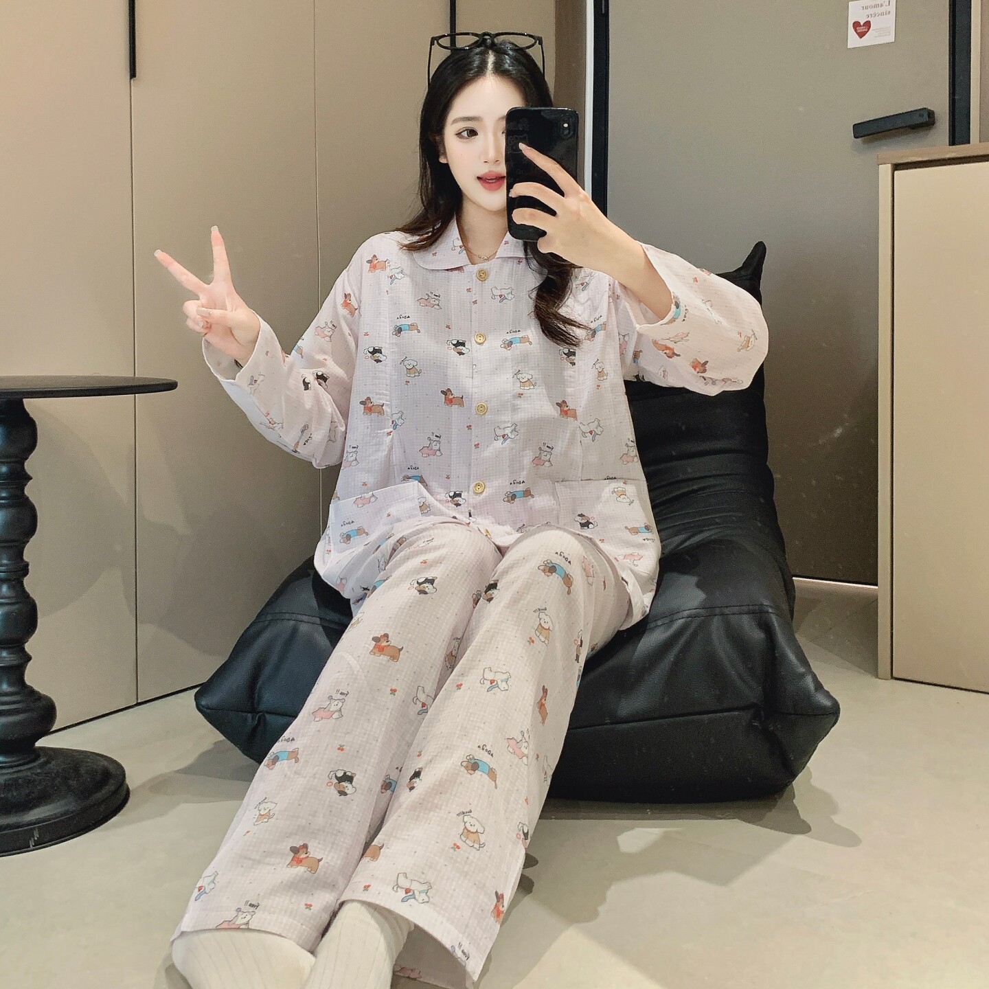 纯棉孕妇睡衣春秋款拉链哺乳口长袖待产家居服月子服不勒肚子夏季