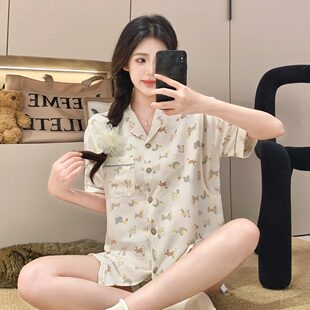月子服夏季短袖孕妇睡衣冰丝棉产后哺乳两件套薄款夏装喂奶期家居
