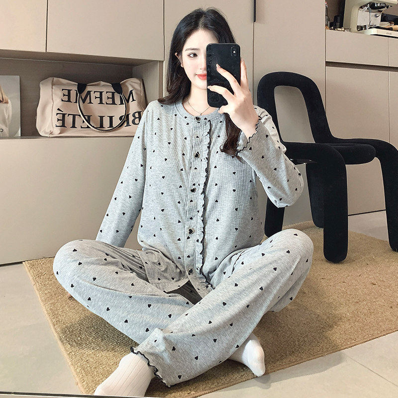 春夏月子服家居服免穿文胸纯棉产后产妇喂奶哺乳孕妇睡衣夏季薄款