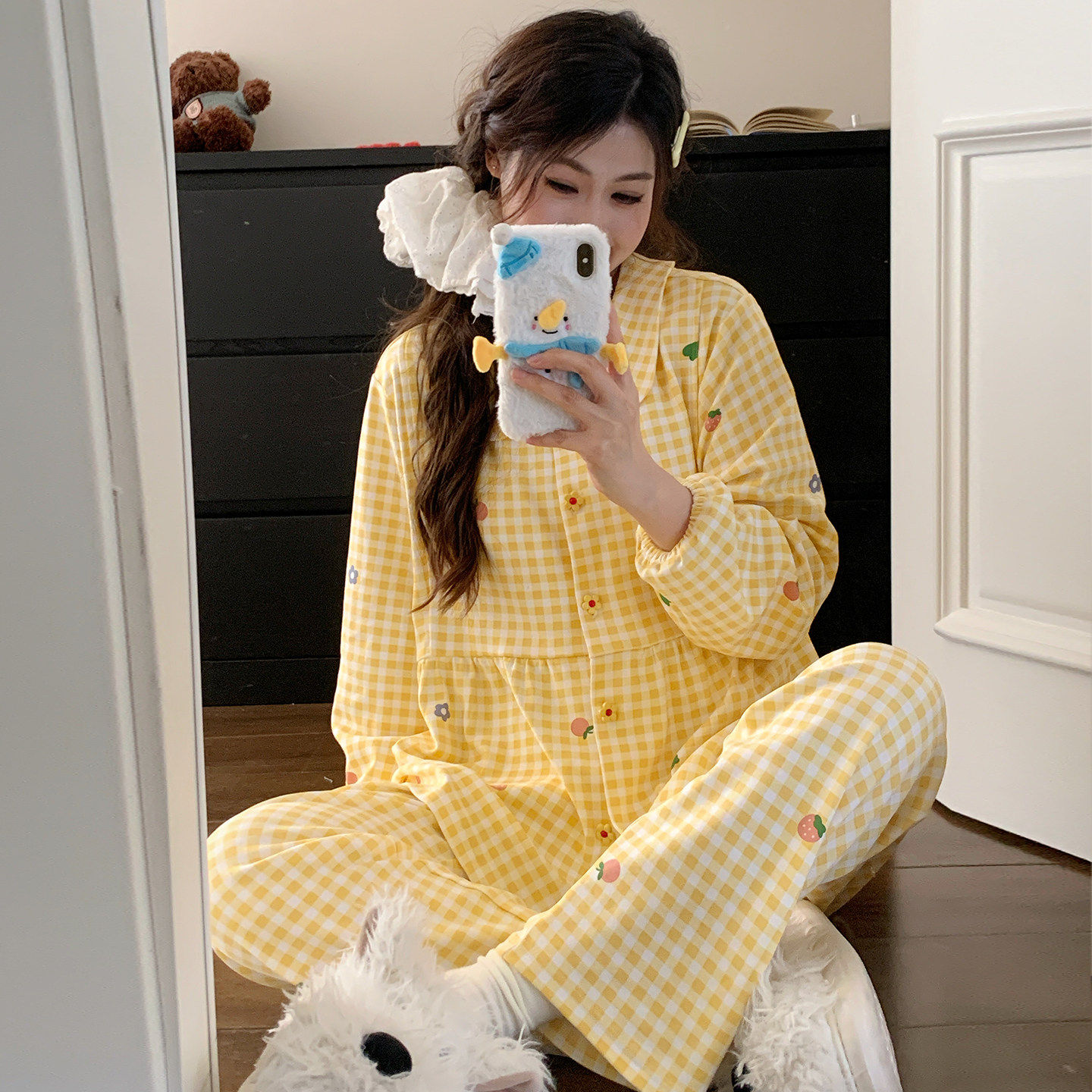 产后纯棉春秋产妇免穿文胸月子服夏季薄款哺乳吸汗家居孕妇睡衣女