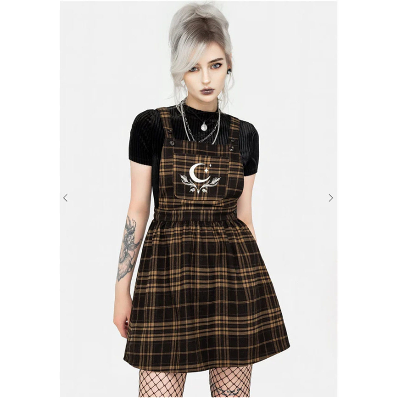 英国小众哥特亚文化ins暗黑辣妹复古英伦学院格纹刺绣背带连衣裙,女装/女士精品,连衣裙,淘宝优惠券,粉丝福利购,淘宝优惠卷