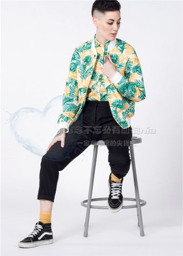 清仓 美国设计师款热带印花高支棉休闲夹克外套148美金男女情侣 - 封面