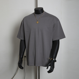 boxy夏季 t恤 短宽小领口cleanfit重磅280克宽松休闲圆领纯棉男短袖