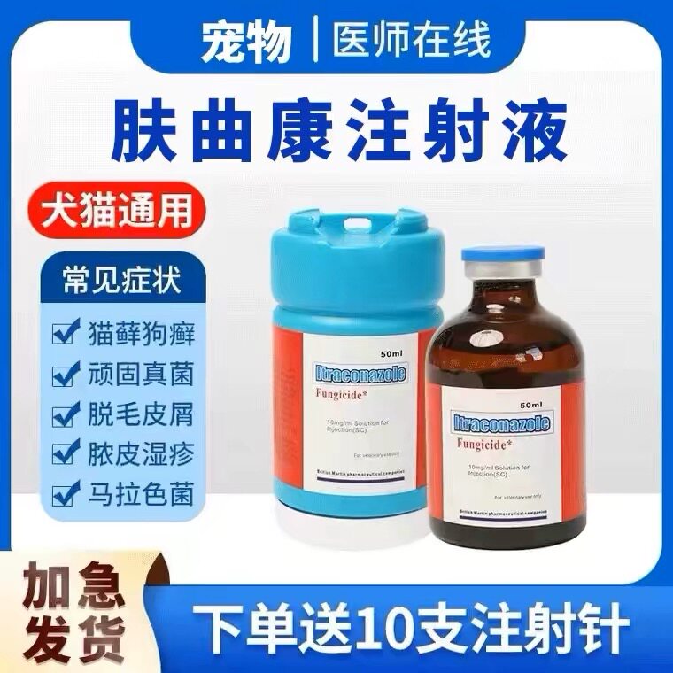 肤曲康伊曲康唑注射液针剂50ml宠物狗猫咪真菌掉毛皮屑安肤哆猫癣