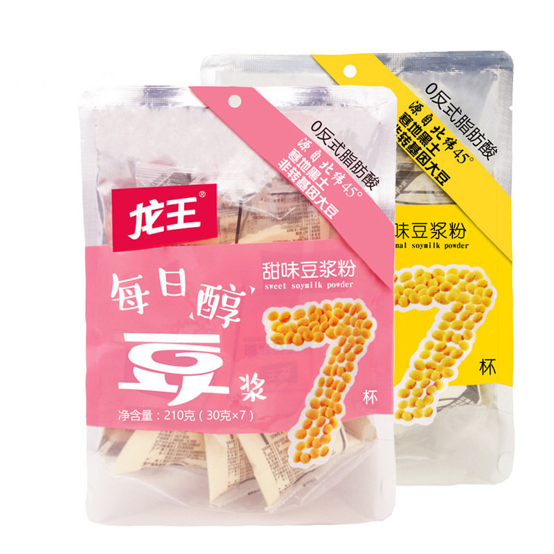 临期产品龙王豆浆粉原味红枣甜味独立小包装冲饮210g7袋30g,咖啡/麦片/冲饮,豆奶粉,淘宝优惠券,粉丝福利购,淘宝优惠卷