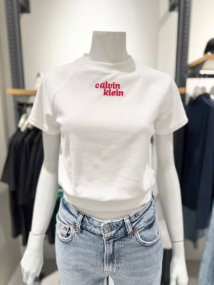 CK Jeans韩国专正品正品26女款短休闲可爱字母短袖毛巾布47G287G