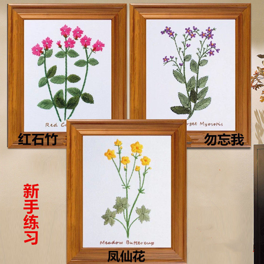 新手练习新款丝带绣小挂画石竹花小花束餐厅卧室印花非十字砖石秀