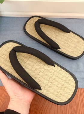 【凉席拖鞋】日式厚底家居藤草人字拖鞋夏情侣防臭脚天然凉拖LA07