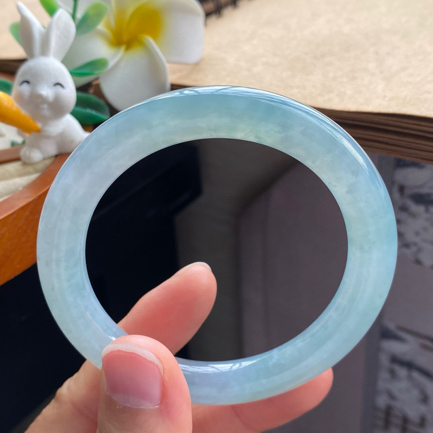 2.4批243号54.7-9.1-9.4！冰油青果冻镯！很漂亮青色系！