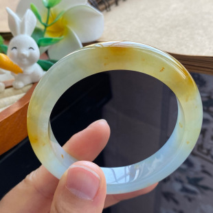 12.1 融合 8.6 暖黄与青韵 橙黄翡翠手镯 3.16批1918号53.3