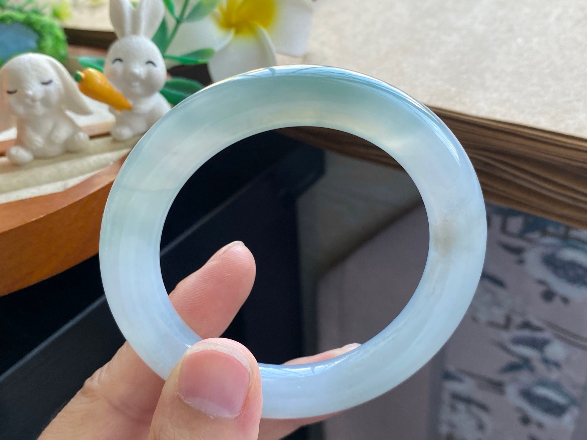 3.8批1617号54.1-10.7！冰油青果冻镯！颜色清清爽爽！