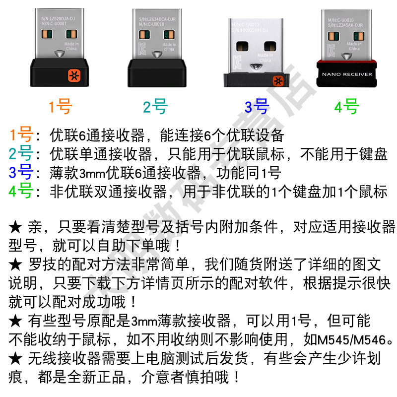 LOGITECH WIRELESS MOUSE RECEIVER UUD KEYBOARD MK275 K260 240 220 K270 M185 UNIVERSAL