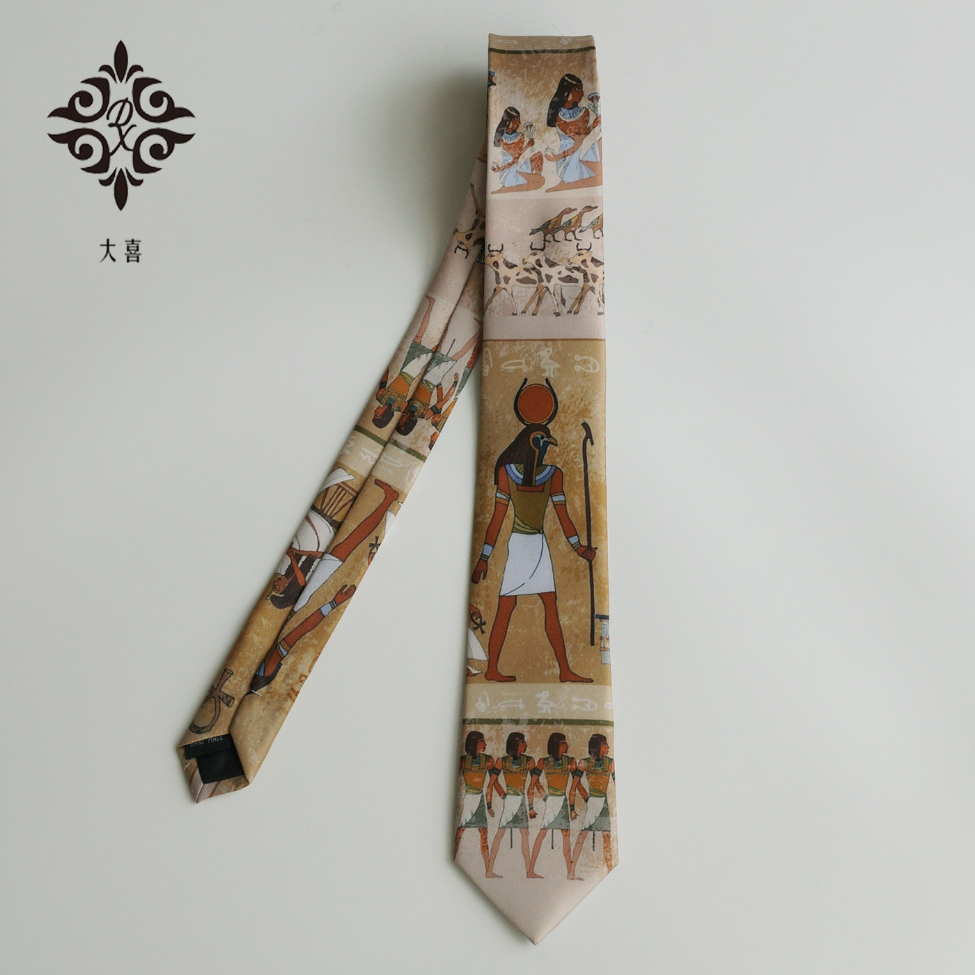 大喜原创【祈福】土黄色印花领带男女学生文艺小众创意古埃及壁画,服饰配件/皮带/帽子/围巾,领带,淘宝优惠券,粉丝福利购,淘宝优惠卷