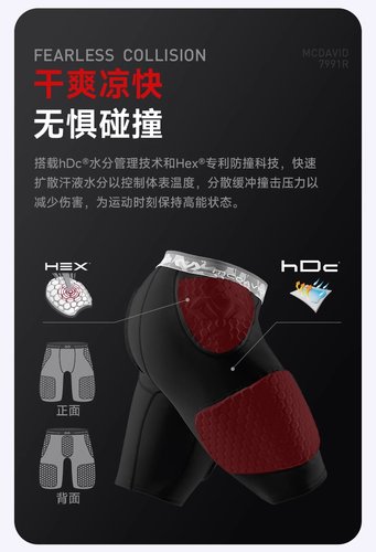 美国McDavid迈克达威运动压缩裤健身男紧身速干蜂窝防撞短裤7991R