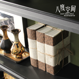 老钱风中古风侘寂风格书柜书架隔断摆件可翻动装饰书道具书假书
