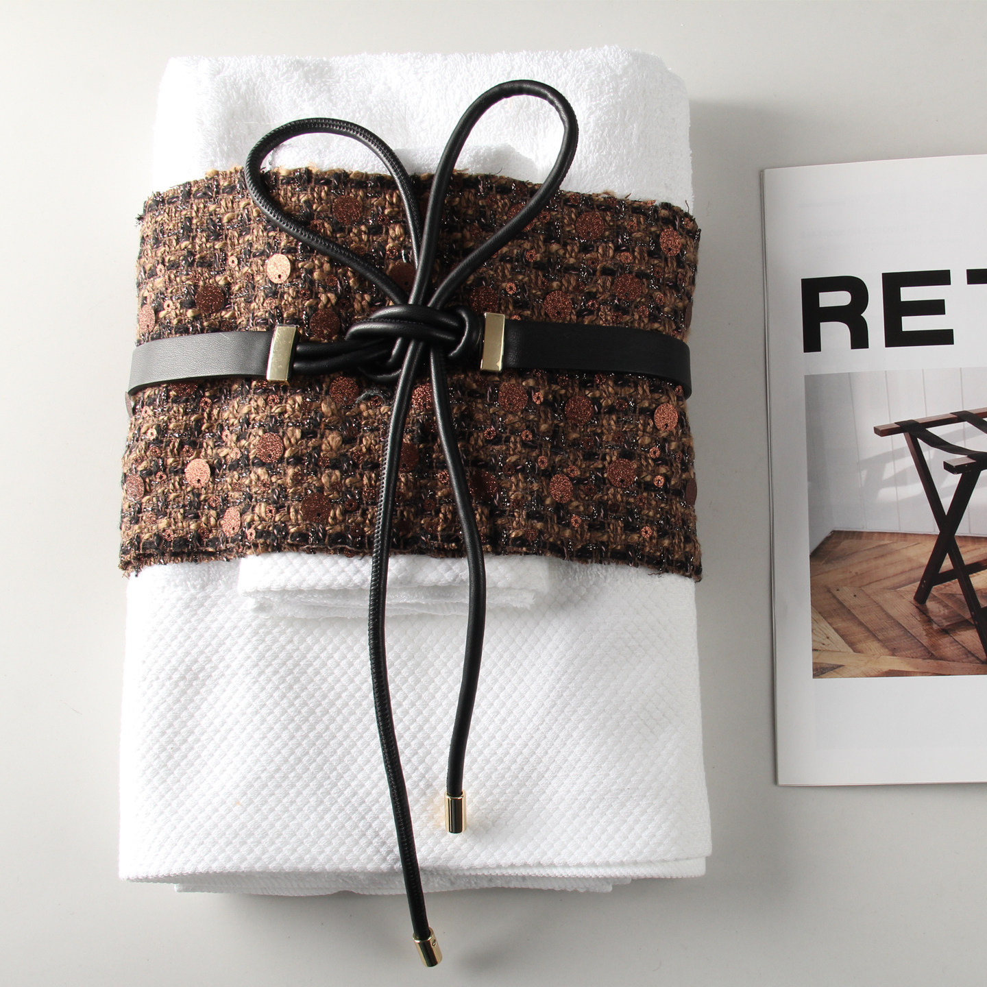 样板房卫生间浴室毛巾浴巾套装洗手台浴缸布艺搭巾道具洗漱用品