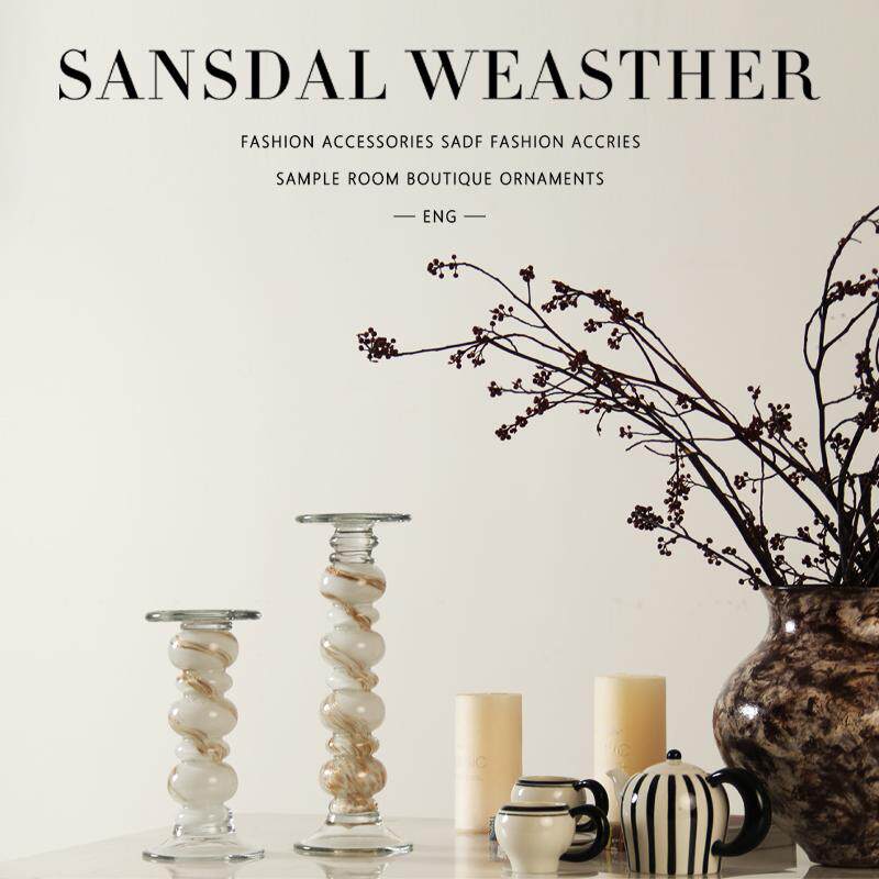 奶油风侘寂风中古风蜡烛台摆件样板房餐桌餐边柜西餐岛台软装摆件