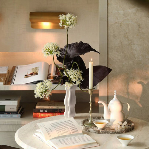 奢石大理石托盘烛台咖啡具组合